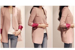 New Fashion Autumn Women's Candy Color Slim MD Long Suit Blazer Coat Jacket Hot