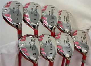 New Pink Ladies All Hybrid Rescue Lady Hybrids Womens Full Set 4 SW Golf Clubs