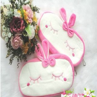 Cute Lovely Rabbit Soft Plush Pencil Pen Case Cosmetic Makeup Bag Pouch Pink
