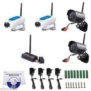 4CH Complete Digital Wireless Home Security Surveillance Camera System USB DVR