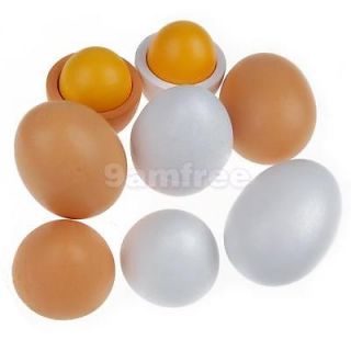 New Wooden Eggs 6pcs Pretend Play Kitchen Food Kids Toy