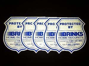 5 Brinks Home Warning Alarm Security Window Decal Stickers