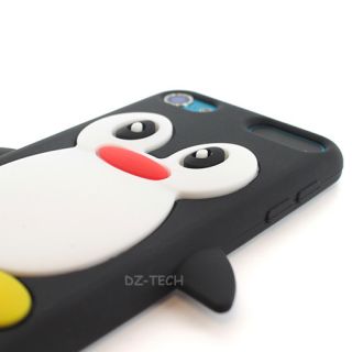 Black Cute Penguin Silicone Gel Skin Case Cover for Apple iPod Touch 5 5g 5th