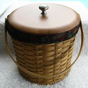 Longaberger Ice Bucket Basket with Falling Leaves Liner Ice Bucket Insert New