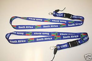 2 South Africa Blue Country Flag Keychains Lanyards New