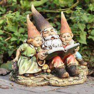 Storyteller Gnome Children Boy Girl Statue Patio Garden Yard Lawn Decor