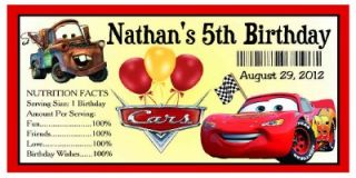 20 Disney Cars Birthday Party Favors Water Bottle Labels