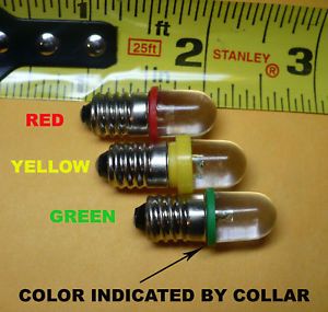 3 PC E10 Red Yellow Green LED Bulbs Lamps for Marx 3 Light Block Signal 404