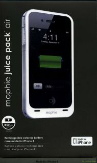 Genuine SEALED Mophie Juice Pack Air iPhone 4 Battery Case White 1500 mAh