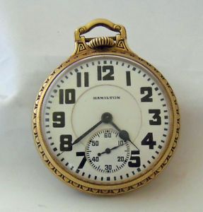1931 Hamilton 992 Pocket Watch 21 Jewel Railroad Art Deco Gold Filled Case Orig