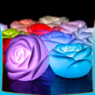 24pcs LED Rose 7 Auto Change Colors Night Light Spa Bath Party Mood Candles G50B