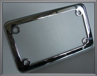 Chrome Metal "Deluxe" Motorcycle License Plate Frame Custom Lic Tag Fastener