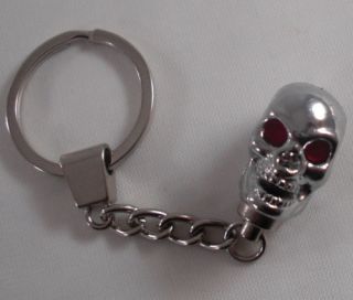 Chrome Key Chain w Chrome Skull Hot Rat Rod Hotrod Ratrod Custom Keychain