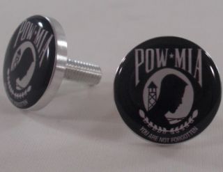 2 Billet "pow MIA" License Plate Frame Bolts Motorcycle Lic Tag Fastener