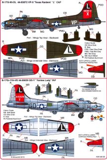 Kits World Decals 1 48 Boeing B 17g Flying Fortress Texas Raiders Yankee Lady
