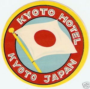Hotel Kyoto Japan Vintage Old Advertising Luggage Label