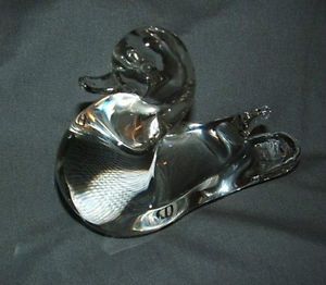 V Nason C Vintage Clear Glass Duck Paperweight Murano Italy Maker Label