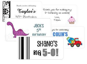 30 Birthday Favor Personalized Party Goodie Bag Labels Tags Stickers 2x4 Cute