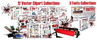 Over 200 000 Vector Clipart Fonts Vinyl Plotter Decals Signs 15 Collections