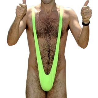 Borat Style Lime Green Mankini Swimsuit Fancy Dress Up Stag Party Beach Costume