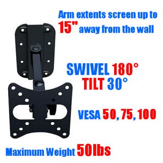 Articulating Arm Tilt LCD LED Monitor TV Wall Mount 10 12 15 18 19 22 23 24 26 "