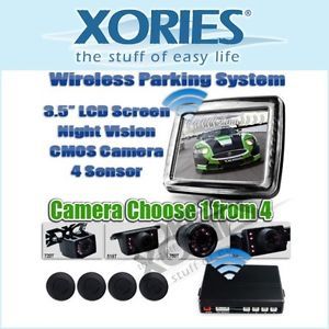 Wireless Car Parking 4 Radar Sensors 3 5" LCD Backup Camera Reversing System