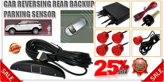 4 Parking Sensors LED Display Car Reversing Backup Rear System Kit Sound Alert