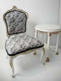 1 6 Scale Barbie Fashion Royalty Custom Furniture Gilt White Chair Table