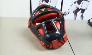 Full Face Headgear with Black Cage for Martial Arts MMA Boxing Kickboxing UFC