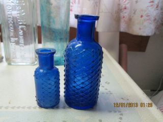 Antique Poison Bottle Cobalt Blue Latice
