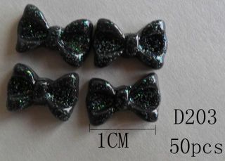 50pcs Acrylic Black Bow 3D Nails Art Manicure Nail Cute Mobile Phone Beauty