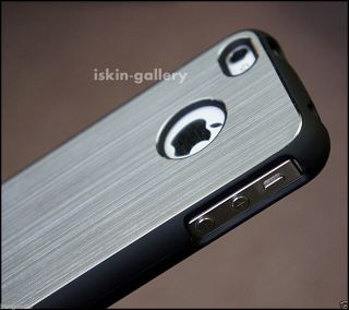 Silver Luxury Brushed Metal Aluminum Steel Chrome Hard Case for iPhone 4 4S Film