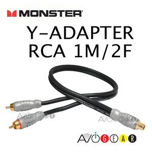 Monster THX Certified Y Adapter Audio Subwoofer Cable RCA 1 Female to 2 Male