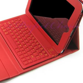 New iPad Red Bluetooth Keyboard Leather Case iPad 2 3rd Red Free Earphone Earbud