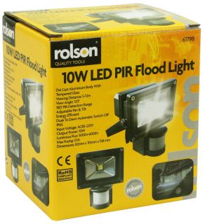 Rolson 10W LED PIR Security Light Bright Motion Sensor Home Safety 61798