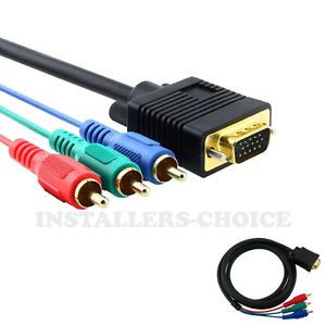 12 ft Feet VGA to 3 RCA Cable Adapter TV HDTV for PC Laptop Gold Plated New