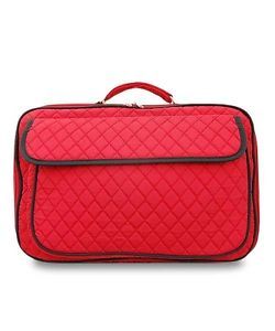 Red Black 15" Quilted Laptop Case Padded Travel Computer Tote Shoulder Bag
