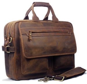 Vintage Men's Bull Real Leather Tote Bag Shoulder Bag Messenger Laptop Breifcase