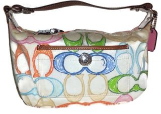 Coach Multicolored Scribble Baguette Mini Purse Handbag Pocketbook