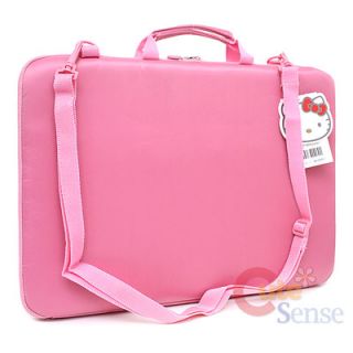 Sanrio Hello Kitty Formed 16" Laptop Case Briefcase w Shoulder Strap Pink Bows