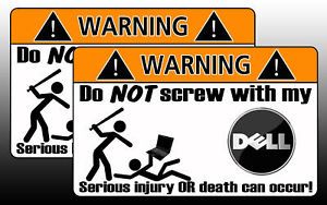 Dell Laptop Sticker Warning Decal Netbook Computer