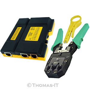 Network Ethernet LAN Punch Crimper Push Down Tool Cable Tester RJ 45 11 Pack Kit