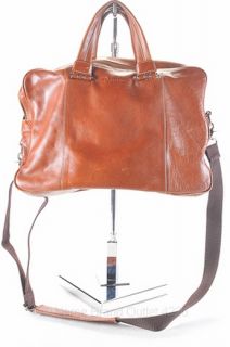 Cole Haan Brown Leather Laptop Computer Briefcase Shoulder Bag $498 Used
