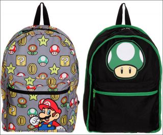 Nintendo Super Mario Bros Mario Mushroom Reversible School Backpack Bag Costume