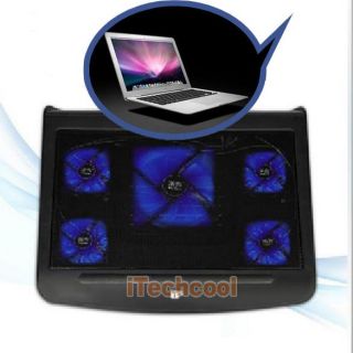 Ultra Quiet 5 Fan Blue LED 10 17 Laptop Notebook Cooling Cooler Stand Pad T1K