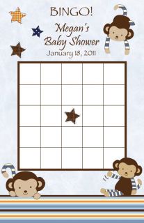 24 Personalized Cocalo Monkey Mania Baby Shower Bingo Game Cards Stars