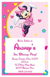 Set of 10 Minnie Mouse Personalized Invitations C
