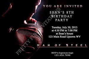 Personalized Printable Superman Photo Birthday Party Invitation