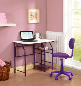 Kings Brand Purple White Kids Children's Workstation Computer Desk Table