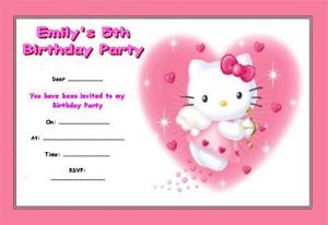 Personalised Hello Kitty 2 Party Invitations x 10